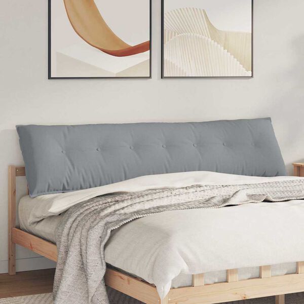 vidaXL Poglavni vzglavnik Svetlo siva 200 x 19 x 50 cm blago