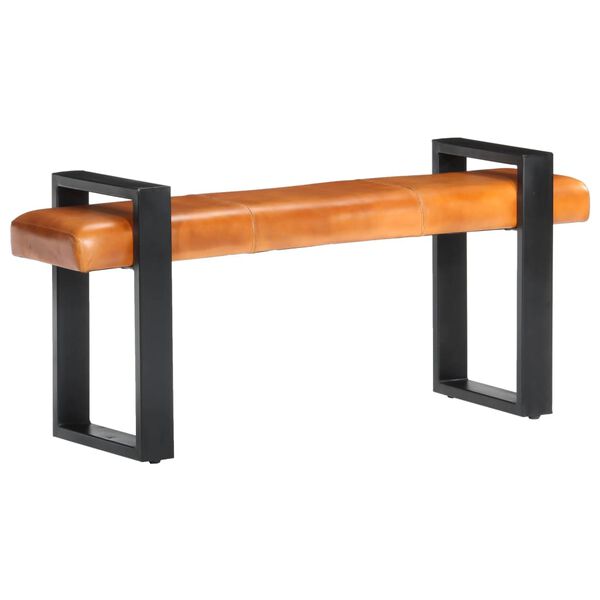 vidaXL Klop 120 cm črna in rjavo pravo kozje usnje