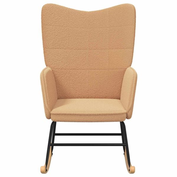 vidaXL Zibajoči stol Bež Sherpa tkanina