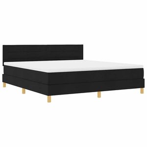vidaXL LED Box Spring Postelja z LED trakami Črna 180 x 200 cm blago