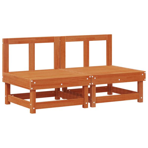 vidaXL Vrtna srednja sofa Masivna borovina Voskan Rjava