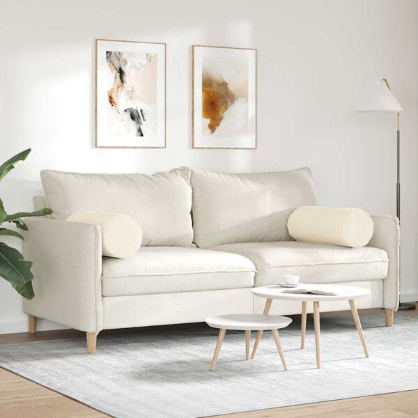 vidaXL Blazine 2 pcs krema Ø 25 x 70 cm Žametna tkanina