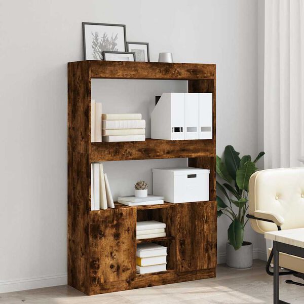 vidaXL Visoka omara dimljeni hrast 92x33x140 cm inženirski les