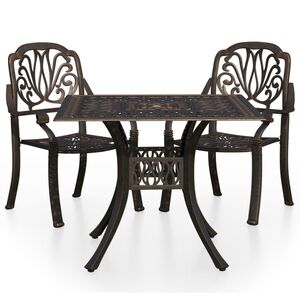 vidaXL Bistro garnitura 3-delna liti aluminij bronasta