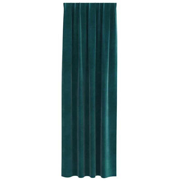 vidaXL Zatemnitvene zavese 2 pcs Temno zelena 140 x 225 cm Žamet