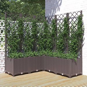 vidaXL Cvetlično korito z oporno mrežo rjavo 120x120x136 cm PP