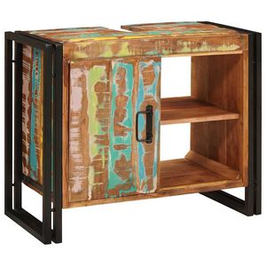 vidaXL Omarica za umivalnik s polico večbarvno Trdna obnovljena les