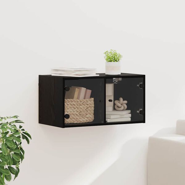 vidaXL Omarica na steni Črna Orehovina 68 x 37 x 35 cm Konstruiran les