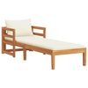 vidaXL Ležalnik s kremno belimi blazinami trden akacijev les