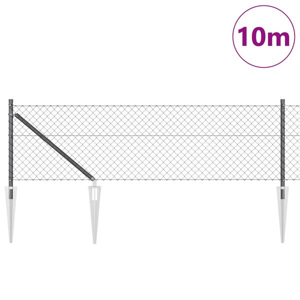 vidaXL Steber ograje. Siva 10 x 0,8 m (40 x 40 mm mreža) Jeklo in PVC