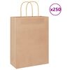 vidaXL Papirnate vrečke 250 kosov z ročaji rjave barve 26x12x35 cm