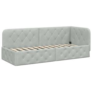 vidaXL Kotna postelja z vzglavjem Svetlo siva 80 x 200 cm Žamet