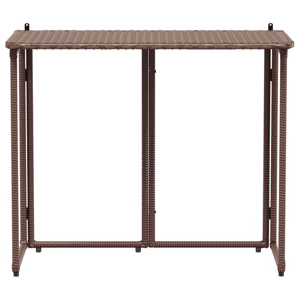 vidaXL Zložljiva vrtna miza Brown 90x51x75 cm Poly Rattan