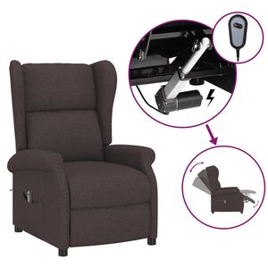 vidaXL Električni naslanjač temno rjavo blago
