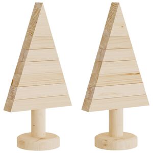 vidaXL Lesena novoletna jelka za okras 2 kosa 30 cm trdna borovina