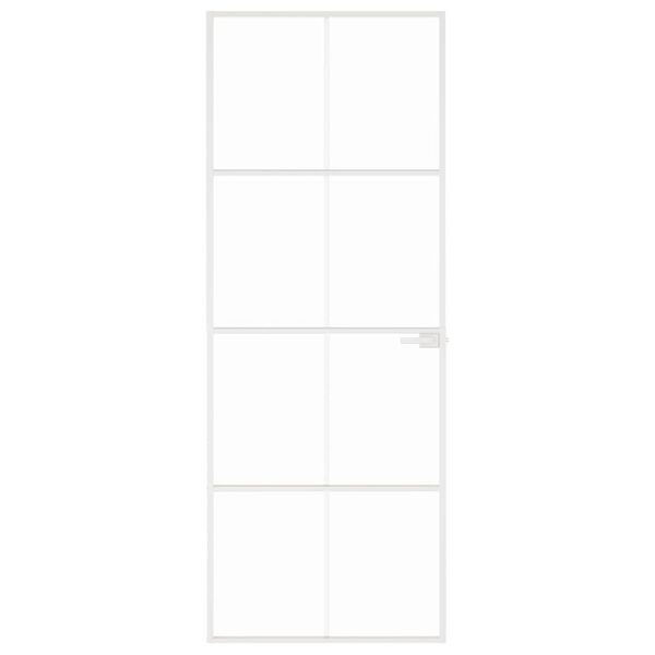 vidaXL Notranja vrata bela 76x201,5 cm kaljeno steklo aluminij tanka