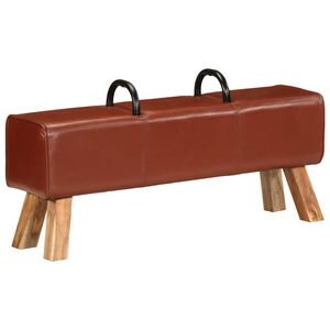 vidaXL Telovadna klop 110 cm rjava pravo usnje