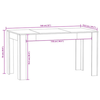 vidaXL Jedilna miza dimljeni hrast 140x74,5x76 cm konstruiran les