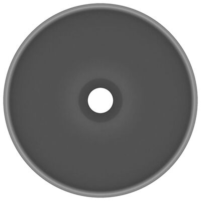 vidaXL Razkošen umivalnik okrogel mat temno siv 32,5x14 cm keramičen