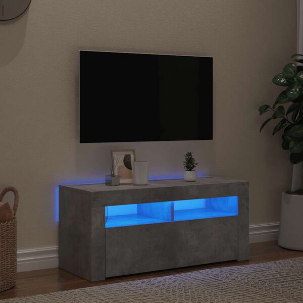 vidaXL TV omarica z LED lučkami betonsko siva 90x35x40 cm