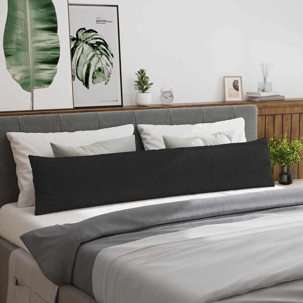 vidaXL Blazine za kavč 2 pcs Črna 200 x 40 cm blago