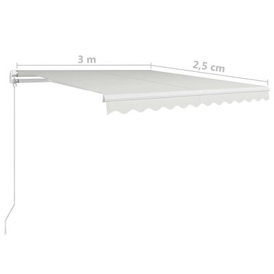 vidaXL Ročno zložljiva tenda 300x250 cm krem