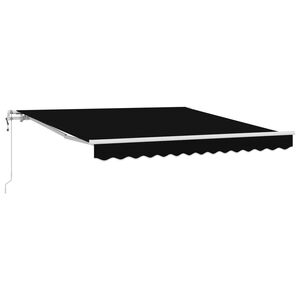 vidaXL Vlečna tenda Črna 350 x 250 cm Tkanina in aluminij
