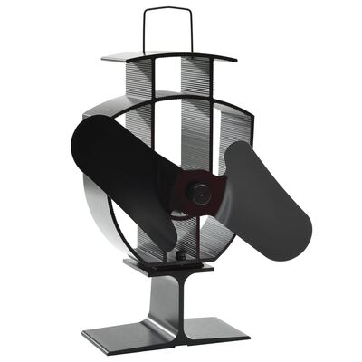 vidaXL Ventilator za kamin na toploto z 2 kriloma črn