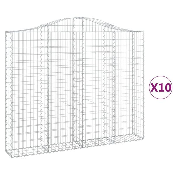 vidaXL Obokane gabion košare 10kosi 200x30x160/180 cm pocinkano železo