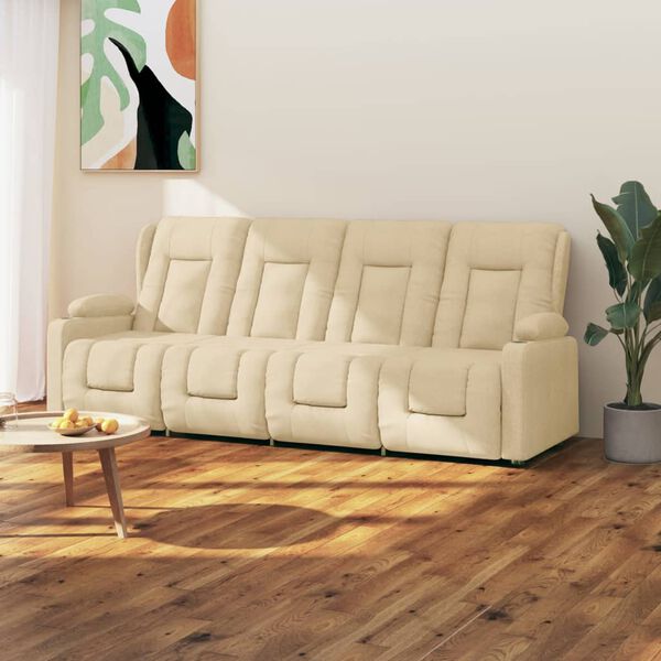 vidaXL Masažni štirised z držali za skodelico krem blago