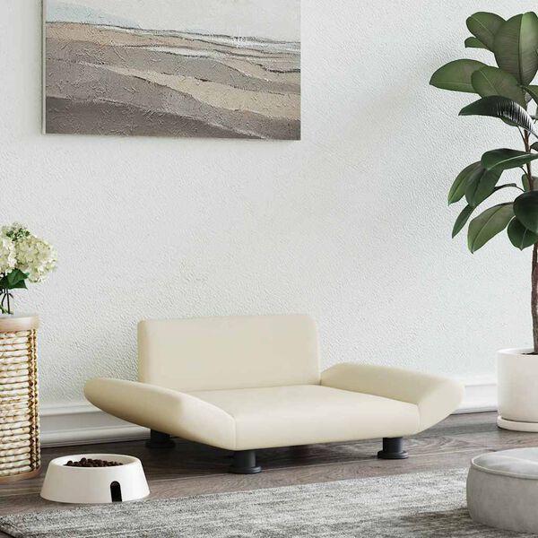 vidaXL Pasja postelja krem 70x45x28 cm umetno usnje