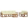 vidaXL Zunanja garnitura za sedenje z blazino 7 pcs Naravna in smetana