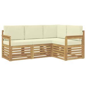 vidaXL Zunanja garnitura za sedenje 4 pcs Bela in krem