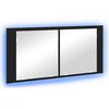 vidaXL LED ogledalna omarica Črna Orehovina 100 x 12 x 45 cm