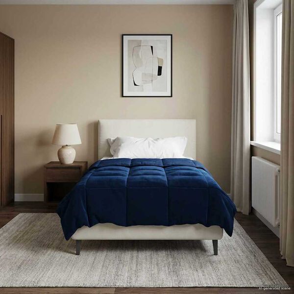 vidaXL Poletna odeja &Scaron;onerisan Temno modra 135 x 220 cm Mikrovlakna