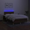 vidaXL Box spring postelja z vzmetnico LED tem. rjava 120x190 cm blago