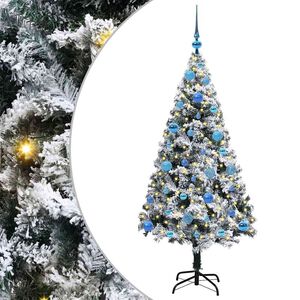 vidaXL Umestno božično drevo Bela 150 cm PVC, jeklo in plastika