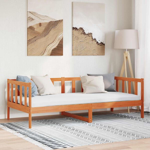 vidaXL Konstrukcija postelje z vzglavjem Voskast rjav 90 x 190 cm