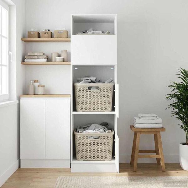 vidaXL Omara za perilo Črna Orehovina 50 x 68 x 162 cm Konstruiran les