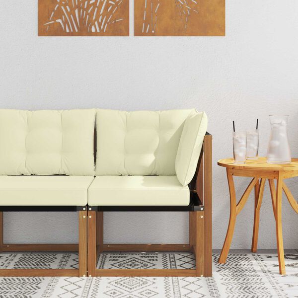 vidaXL Zunanja kotna sofa Trden akacijev les in material Textilene