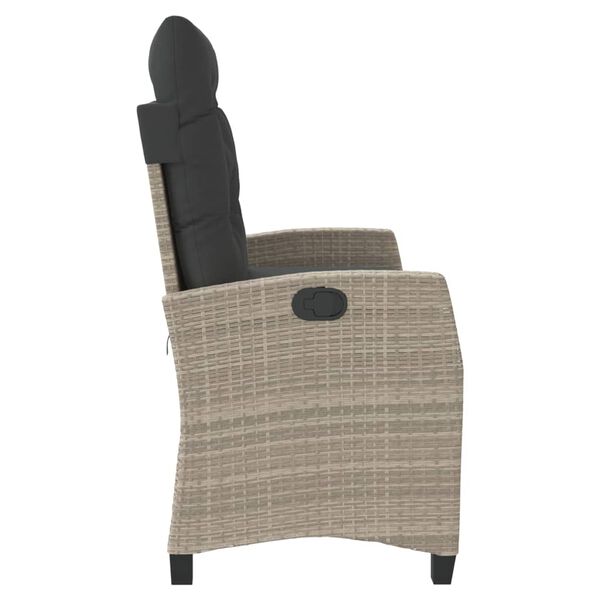 vidaXL Vrtna klop z blazinami svetlo siv poli ratan