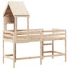 vidaXL Posteljni okvir z lestvijo in streho 90x190 cm borovina