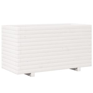 vidaXL Vrtno cvetlično korito belo 90x40x49,5 cm trdna borovina