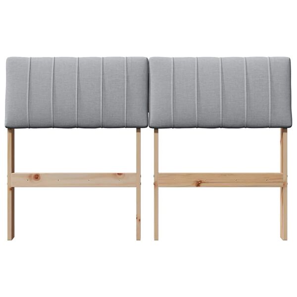 vidaXL Tapecirano vzglavje Svetlo siva 120 cm Masivno borovo les