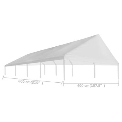 vidaXL Streha za šotor za zabave 4 x 8 m bela