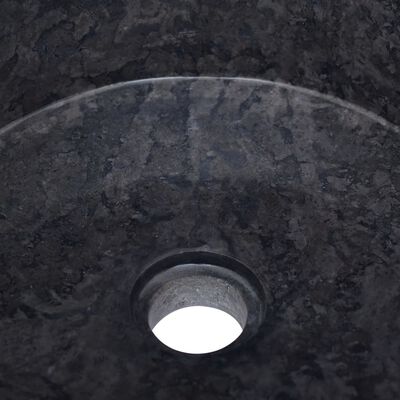 vidaXL Umivalnik črn Ø40x15 cm marmor
