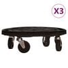vidaXL Vozički za rastline s kolesi 3 kosi premer 40 cm črni 275 kg