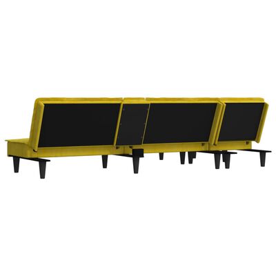 vidaXL Raztegljiv kavč L oblike rumen 255x140x70 cm žamet
