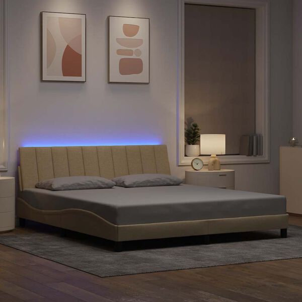 vidaXL Posteljni okvir brez vzmetnice Hanko krem 180x200 cm blago