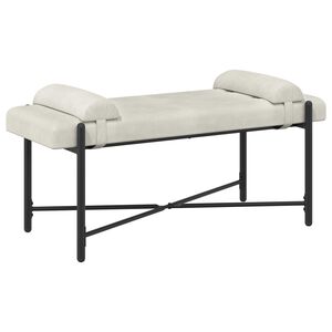 vidaXL Klubska klop z gumbi in vzglavniki Krem 110 x 40 x 46 cm Žamet
